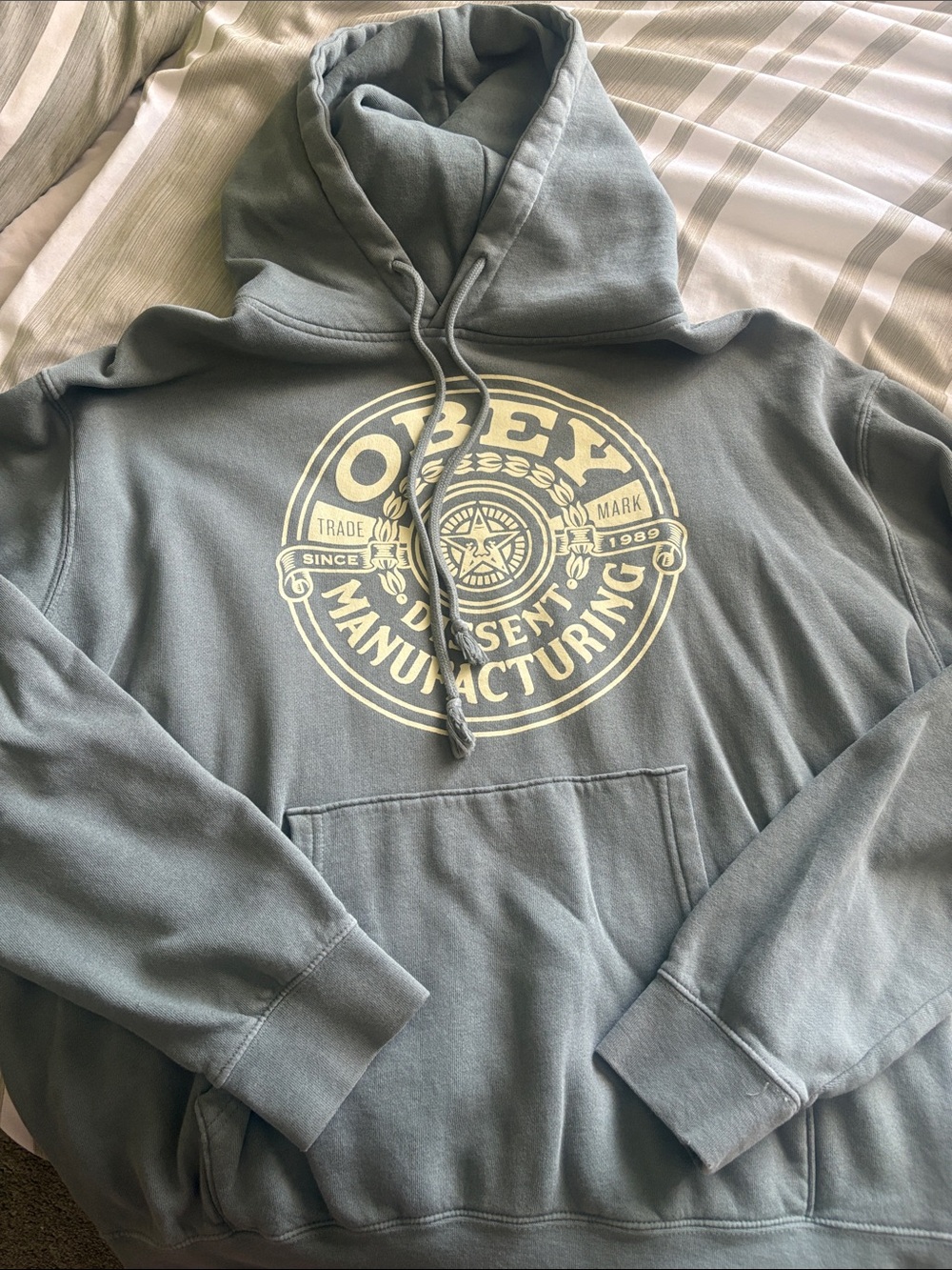 Obey Men's Dusty Green Logo Hooded Sweatshirt